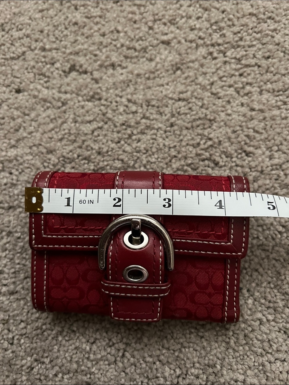 Coach Red Signature Buckle Continental Wallet - Picture 6 of 7